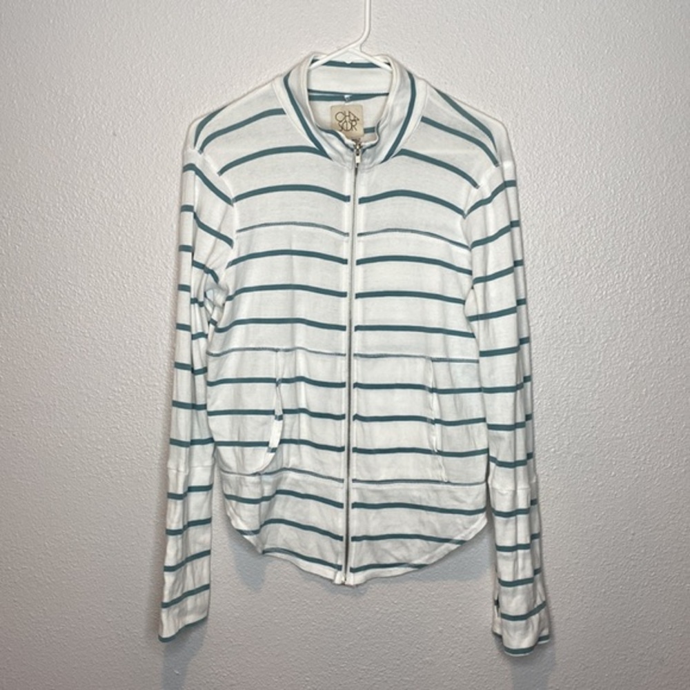 Chasor Striped Zip Up Sweatshirt Size Medium